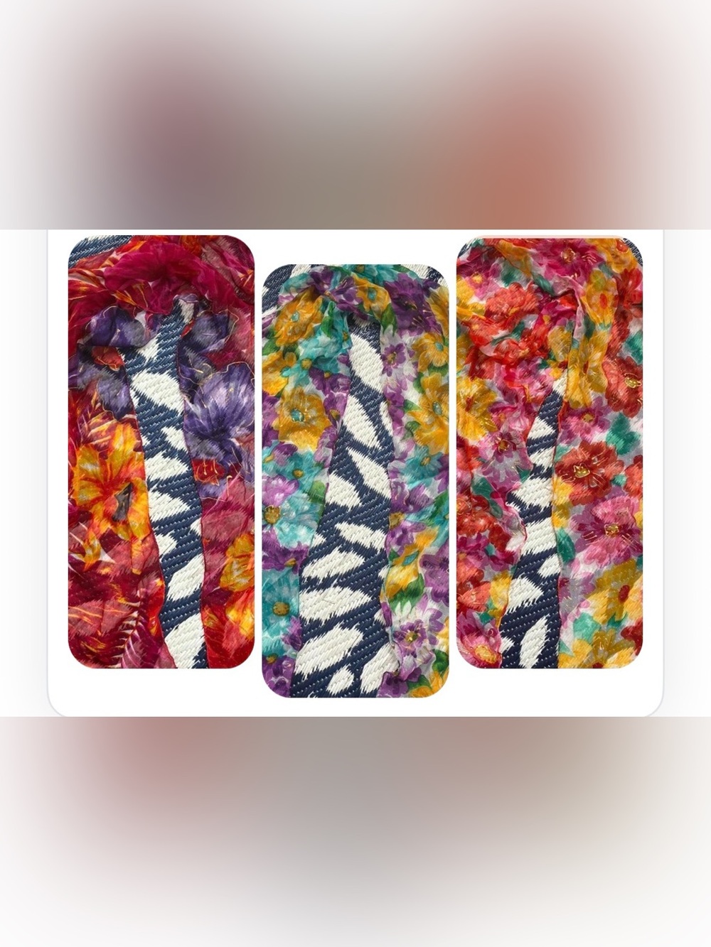 3 Women's vintage Floral Sheer Scarf’s